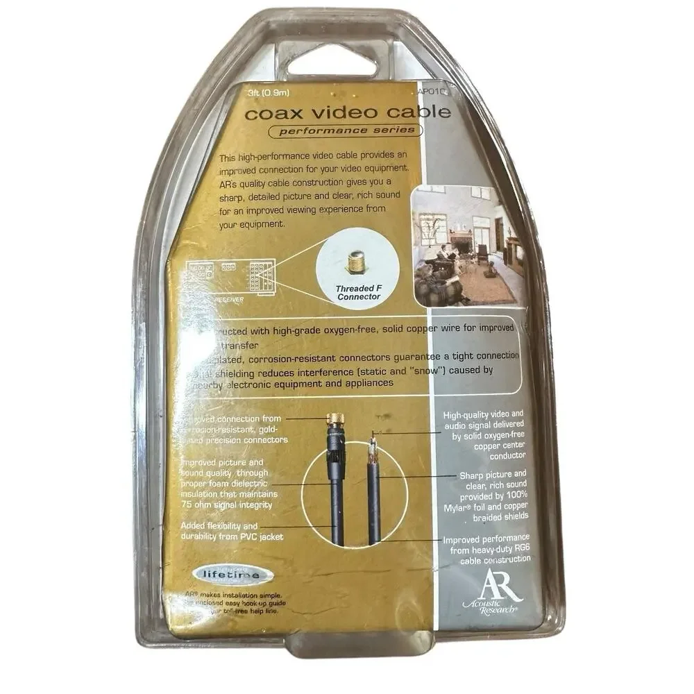 Digital Coax Cable Acoustic Research Model Number AP010 Gold Plated 3 Ft NEW